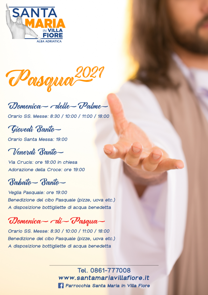 programma pasqua 2021 parrocchia Santa Maria in villa fiore di alba adriatica