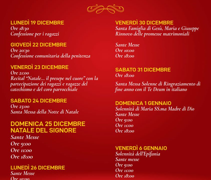 Programma di Natale parrocchia Santa Maria in Villa Fiore di Alba Adriatica