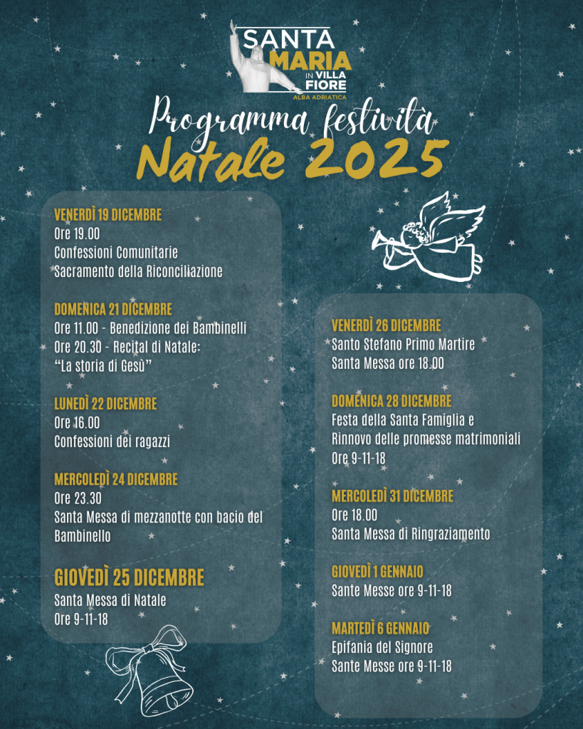Programma festività natalizie 2025 parrocchia Santa Maria in Villa Fiore di Alba Adriatica
